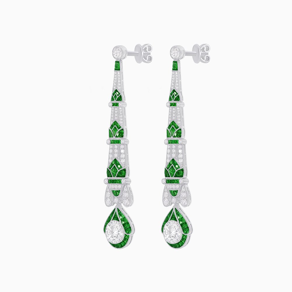 Art Deco Inspired Diamond Dangle Earrings - Shahin Jewelry