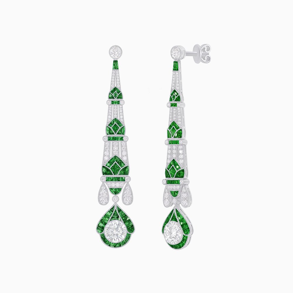 Art Deco Inspired Diamond Dangle Earrings - Shahin Jewelry