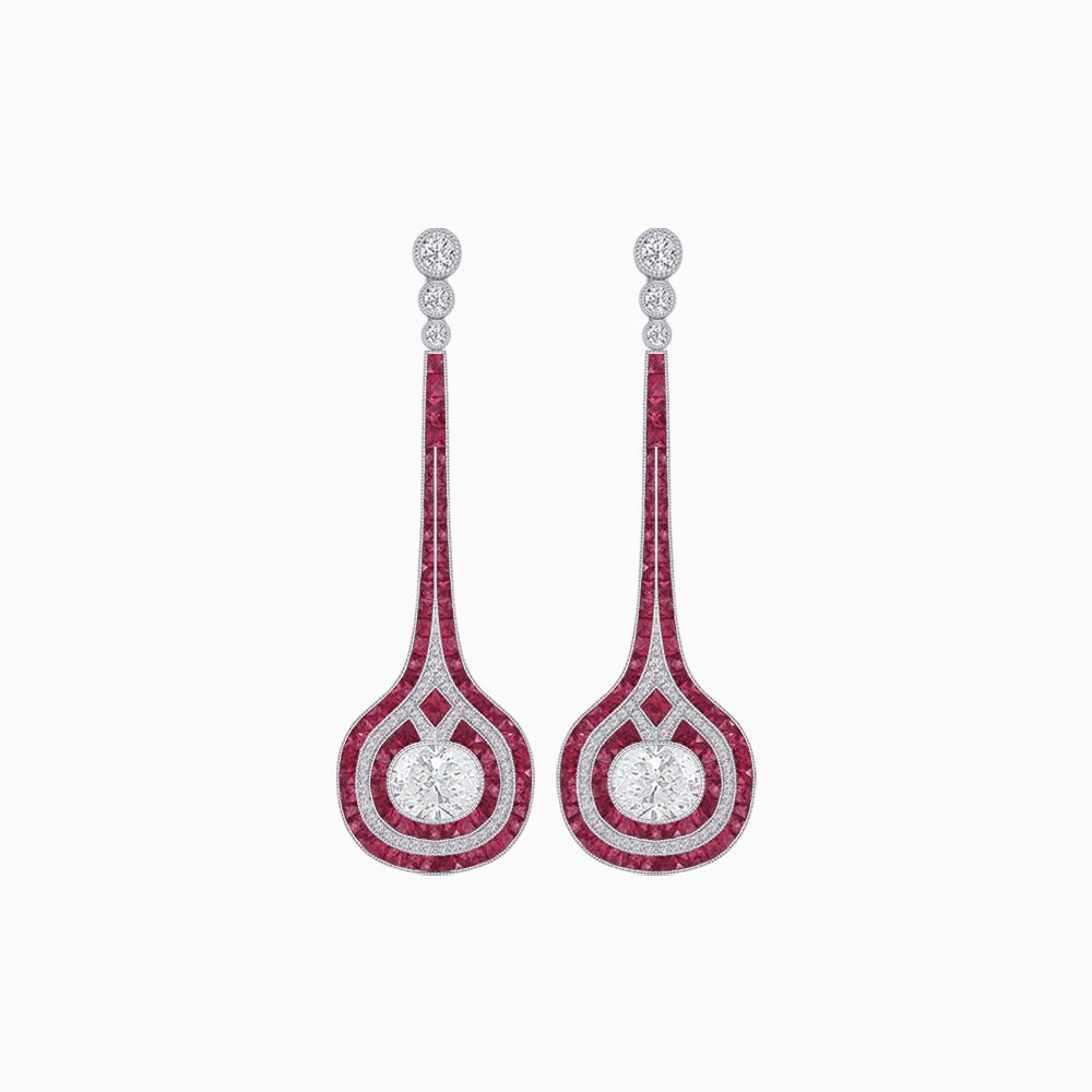 Art Deco Inspired Diamond Drop Earrings - Shahin Jewelry