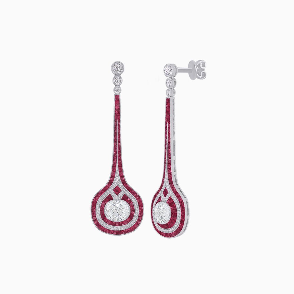 Art Deco Inspired Diamond Drop Earrings - Shahin Jewelry