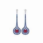 Load image into Gallery viewer, Art Deco Inspired Diamond Drop Earrings With Gemstone - Shahin Jewelry