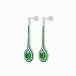 Load image into Gallery viewer, Art Deco Inspired Diamond Drop Earrings With Gemstone - Shahin Jewelry