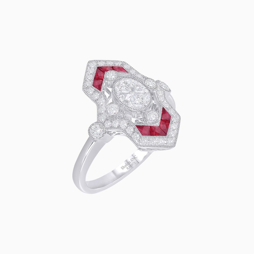 Art Deco Inspired Diamond Navette Ring - Shahin Jewelry