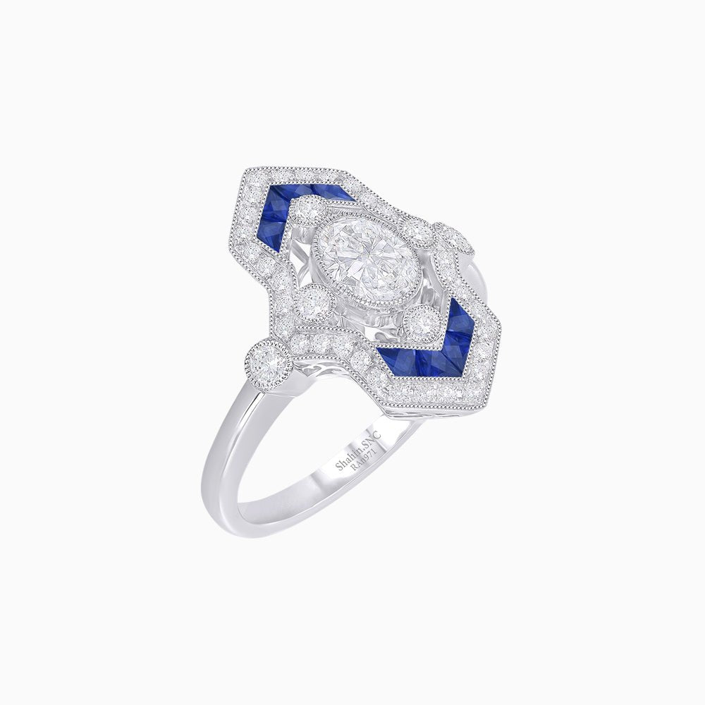 Art Deco Inspired Diamond Navette Ring - Shahin Jewelry