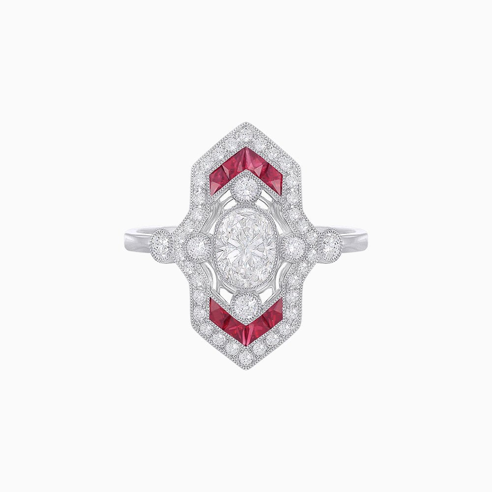 Art Deco Inspired Diamond Navette Ring - Shahin Jewelry