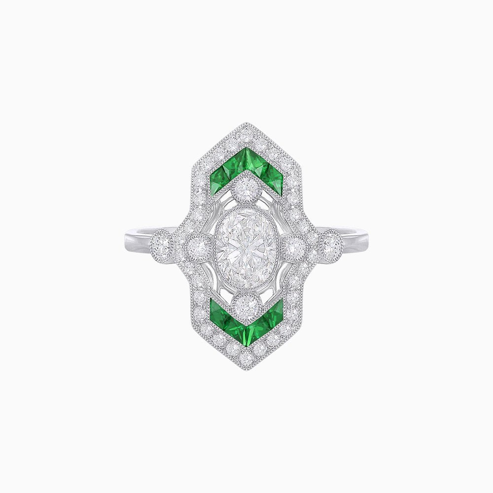 Art Deco Inspired Diamond Navette Ring - Shahin Jewelry