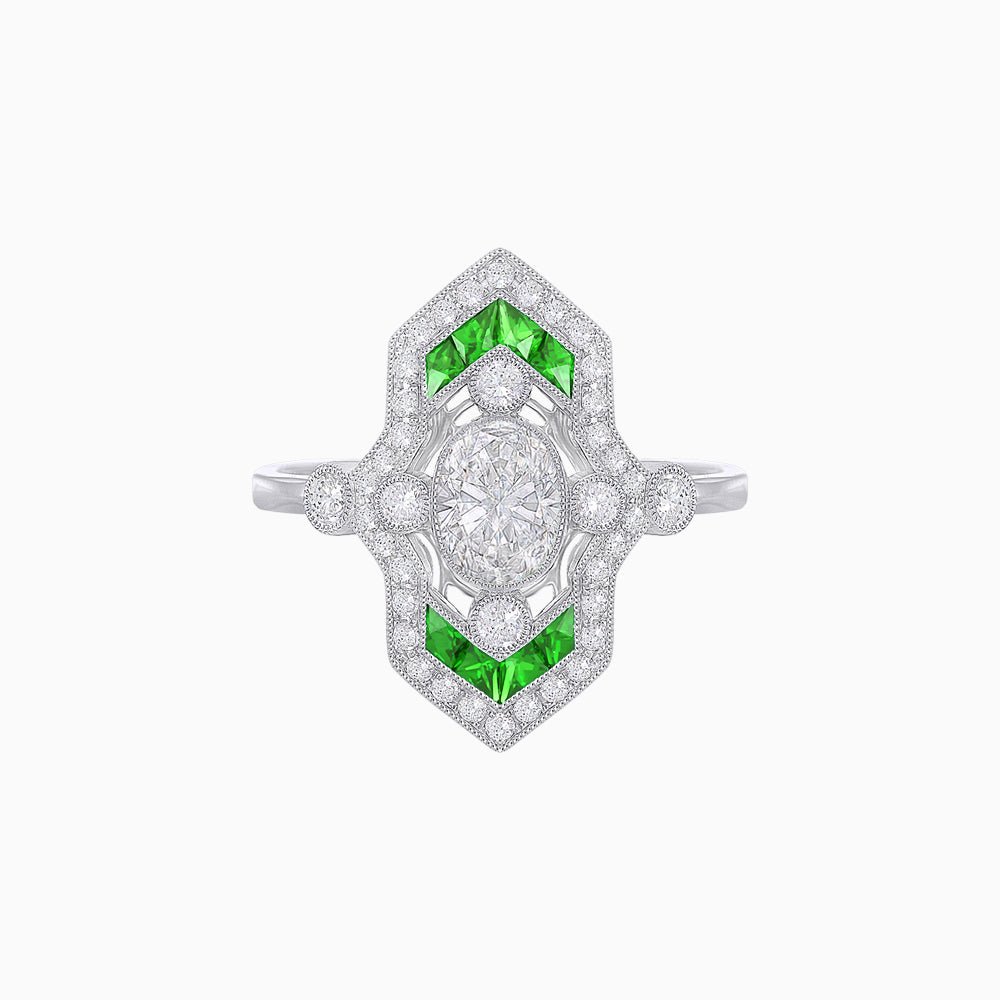 Art Deco Inspired Diamond Navette Ring - Shahin Jewelry