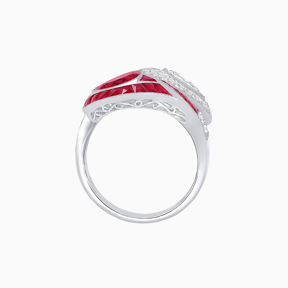 Art Deco Inspired Double Pear Shape Bypass Ring - Shahin Jewelry