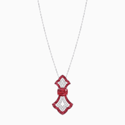 Art Deco Inspired Elongated Pendant with Diamond and Gemstone | Mounting | Without Chain - Shahin Jewelry