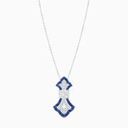 Art Deco Inspired Elongated Pendant with Diamond and Gemstone | Mounting | Without Chain - Shahin Jewelry