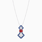 Load image into Gallery viewer, Art Deco Inspired Elongated Pendant with Diamond and Gemstone | Mounting | Without Chain - Shahin Jewelry
