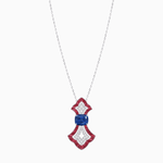 Load image into Gallery viewer, Art Deco Inspired Elongated Pendant with Diamond and Gemstone | Mounting | Without Chain - Shahin Jewelry
