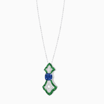 Load image into Gallery viewer, Art Deco Inspired Elongated Pendant with Diamond and Gemstone | Mounting | Without Chain - Shahin Jewelry
