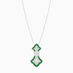 Load image into Gallery viewer, Art Deco Inspired Elongated Pendant with Diamond and Gemstone | Mounting | Without Chain - Shahin Jewelry
