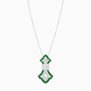 Art Deco Inspired Elongated Pendant with Diamond and Gemstone | Mounting | Without Chain - Shahin Jewelry