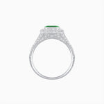 Load image into Gallery viewer, Art Deco Inspired Emerald Cut Baguette Halo Ring with Engraved Shoulders - Shahin Jewelry