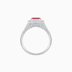 Load image into Gallery viewer, Art Deco Inspired Emerald Cut Baguette Halo Ring with Engraved Shoulders - Shahin Jewelry