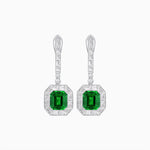 Load image into Gallery viewer, Art Deco Inspired Emerald Cut Drop Earrings with Octagonal Baguette Halos - Shahin Jewelry