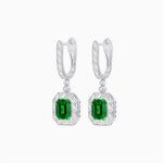 Load image into Gallery viewer, Art Deco Inspired Emerald Cut Drop Earrings with Octagonal Baguette Halos - Shahin Jewelry