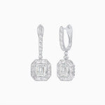 Load image into Gallery viewer, Art Deco Inspired Emerald Cut Drop Earrings with Octagonal Baguette Halos - Shahin Jewelry