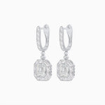 Load image into Gallery viewer, Art Deco Inspired Emerald Cut Drop Earrings with Octagonal Baguette Halos - Shahin Jewelry