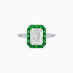 Load image into Gallery viewer, Art Deco Inspired Emerald Cut French-Cut Gemstone Halo Ring - Shahin Jewelry