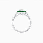 Load image into Gallery viewer, Art Deco Inspired Emerald Cut French-Cut Gemstone Halo Ring - Shahin Jewelry