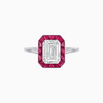 Load image into Gallery viewer, Art Deco Inspired Emerald Cut French-Cut Gemstone Halo Ring - Shahin Jewelry