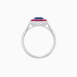 Load image into Gallery viewer, Art Deco Inspired Emerald Cut French-Cut Gemstone Halo Ring - Shahin Jewelry