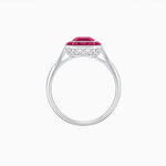 Load image into Gallery viewer, Art Deco Inspired Emerald Cut French-Cut Gemstone Halo Ring - Shahin Jewelry