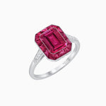 Load image into Gallery viewer, Art Deco Inspired Emerald Cut French-Cut Gemstone Halo Ring - Shahin Jewelry