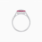 Load image into Gallery viewer, Art Deco Inspired Emerald Cut French-Cut Gemstone Halo Ring - Shahin Jewelry