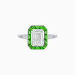 Load image into Gallery viewer, Art Deco Inspired Emerald Cut French-Cut Gemstone Halo Ring - Shahin Jewelry