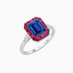 Load image into Gallery viewer, Art Deco Inspired Emerald Cut French-Cut Gemstone Halo Ring - Shahin Jewelry