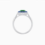 Load image into Gallery viewer, Art Deco Inspired Emerald Cut French-Cut Gemstone Halo Ring - Shahin Jewelry