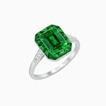 Load image into Gallery viewer, Art Deco Inspired Emerald Cut French-Cut Gemstone Halo Ring - Shahin Jewelry