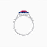 Load image into Gallery viewer, Art Deco Inspired Emerald Cut French-Cut Gemstone Halo Ring - Shahin Jewelry
