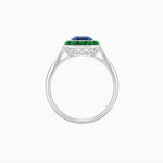 Load image into Gallery viewer, Art Deco Inspired Emerald Cut French-Cut Gemstone Halo Ring - Shahin Jewelry