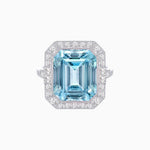 Load image into Gallery viewer, Art Deco–Inspired Emerald-Cut Gemstone Ring with Octagonal Diamond Halo - Shahin Jewelry