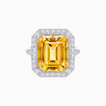 Load image into Gallery viewer, Art Deco–Inspired Emerald-Cut Gemstone Ring with Octagonal Diamond Halo - Shahin Jewelry