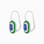 Load image into Gallery viewer, Art Deco Inspired Emerald-Cut Halo Drop Earrings Mounting with Diamonds and Gemstones - Shahin Jewelry