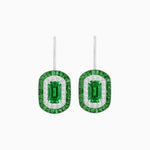 Load image into Gallery viewer, Art Deco Inspired Emerald-Cut Halo Drop Earrings Mounting with Diamonds and Gemstones - Shahin Jewelry