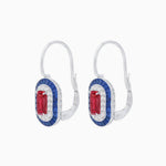 Load image into Gallery viewer, Art Deco Inspired Emerald-Cut Halo Drop Earrings Mounting with Diamonds and Gemstones - Shahin Jewelry