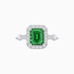 Load image into Gallery viewer, Art Deco Inspired Emerald - Cut Halo Mounting Ring - Shahin Jewelry
