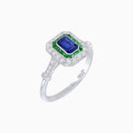 Load image into Gallery viewer, Art Deco Inspired Emerald - Cut Halo Mounting Ring - Shahin Jewelry
