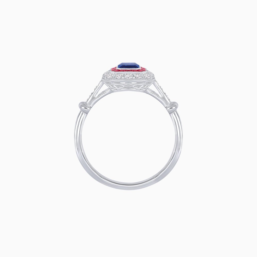 Art Deco Inspired Emerald - Cut Halo Mounting Ring - Shahin Jewelry