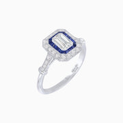 Art Deco Inspired Emerald - Cut Halo Mounting Ring - Shahin Jewelry