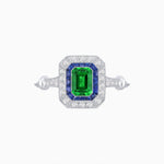 Load image into Gallery viewer, Art Deco Inspired Emerald - Cut Halo Mounting Ring - Shahin Jewelry
