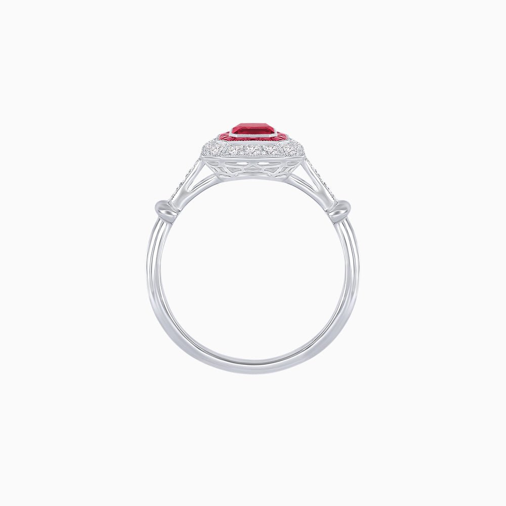 Art Deco Inspired Emerald - Cut Halo Mounting Ring - Shahin Jewelry