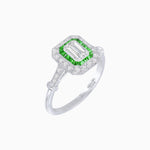 Load image into Gallery viewer, Art Deco Inspired Emerald - Cut Halo Mounting Ring - Shahin Jewelry
